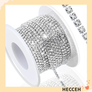 Hecceh ช่อดอกไม้ ประดับพลอยเทียม คริสตัล สีเงิน 10 หลา SS6 2 มม. สําหรับทําเครื่องประดับ DIY