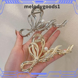 Melodygoods1 กิ๊บติดผม ริบบิ้น สีเงิน สําหรับผู้หญิง