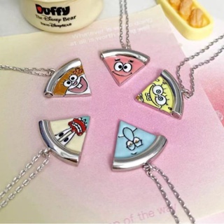 Anime Sponge Squirrel Pizza Sticker Magnetic Attraction Necklace Small Market New Cute High Beauty Couple Best Friend Gift Jewelry