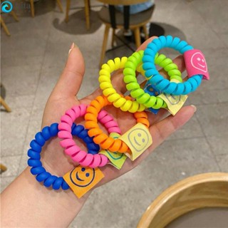 Isita ยางรัดผมหางม้า แบบยืดหยุ่น ลายหน้ายิ้ม เรืองแสง สไตล์เกาหลี สําหรับเด็กผู้หญิง
