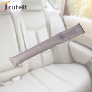 Tcuteit ฟิลเลอร์ที่นั่งรถยนต์ หนัง PU ผ้าฝ้าย ยืดหยุ่น กันรั่วซึม สีเบจ