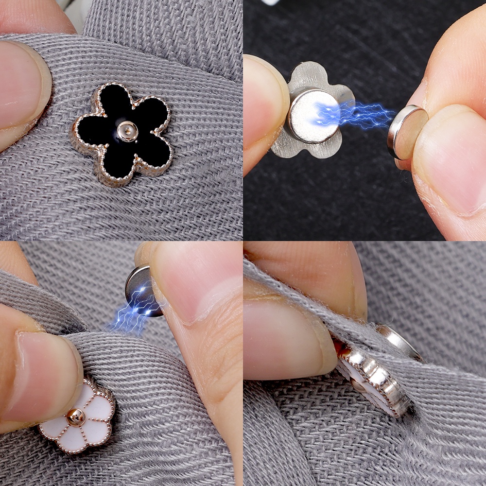 มุกเทียม เพชร ดอกคามิเลีย ปุ่มแม่เหล็ก / DIY โลหะ ป้องกันการแอบมอง เข็มกลัดแม่เหล็ก / แฟชั่น ดอกไม้ มองไม่เห็น เสื้อเชิ้ต เชื่อมโยง เข็มกลัด เครื่องประดับ / แมนนวล จักรเย็บผ้า เสื้อผ้า Ac