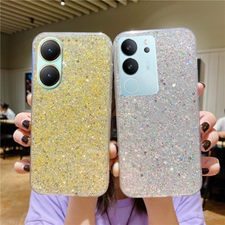 พร้อมส่ง ใหม่ เคสป้องกันโทรศัพท์มือถือซิลิโคน TPU แบบนิ่ม ลายกากเพชร กันกระแทก สําหรับ VIVO V29 Y27 Y36 Y78 Y02T Y02A 4G 5G 2023