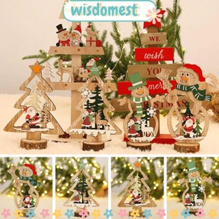 Wisdomest จี้ไม้ รูปสโนว์แมน ซานต้า ของขวัญปีใหม่ สําหรับตกแต่งคริสต์มาส DIY