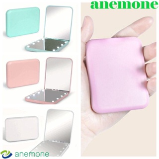 Anemone กระจกแต่งหน้า มีไฟ LED ขนาดเล็ก 1X 3x แบบพกพา พับได้ สองด้าน พร้อมไฟ