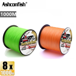 Ashconfish สายเอ็นตกปลา แบบถัก PE X8 สีเขียวส้มอ่อน 1000 เมต…