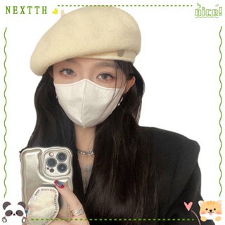 Nextth หมวกเบเร่ต์ ผ้าขนสัตว์ ให้ความอบอุ่น แฟชั่นฤดูหนาว สไตล์ฝรั่งเศส สําหรับผู้หญิง