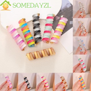 Somedayzl ยางรัดผม แบบพลาสติกใส ประดับลูกปัดไข่มุก สําหรับทําผมหางม้า
