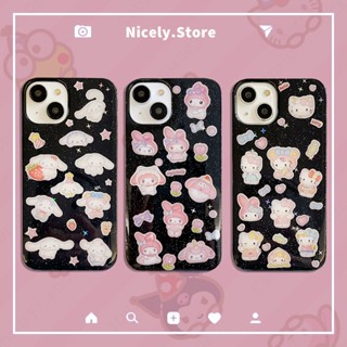 เคสโทรศัพท์มือถือ TPU กันกระแทก กันรอยขีดข่วน ลาย Sanrio Cinnamoroll Melody Hello Kitty น่ารัก สําหรับ iPhone 15 14 13 12 Pro Max 11