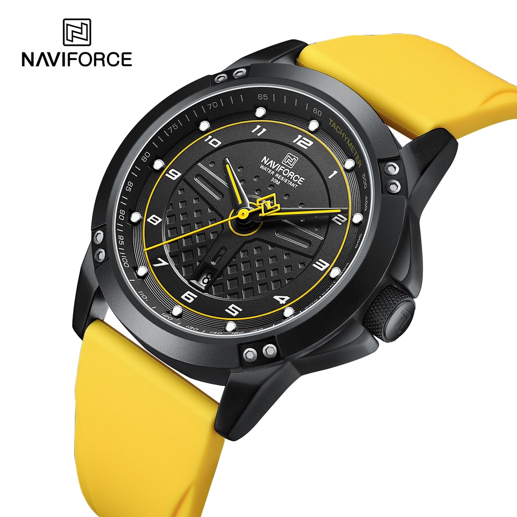 Naviforce 8031 นาฬิกาข้อมือควอตซ์แฟชั่น สายยาง กันน้ํา สําหรับบุรุษ