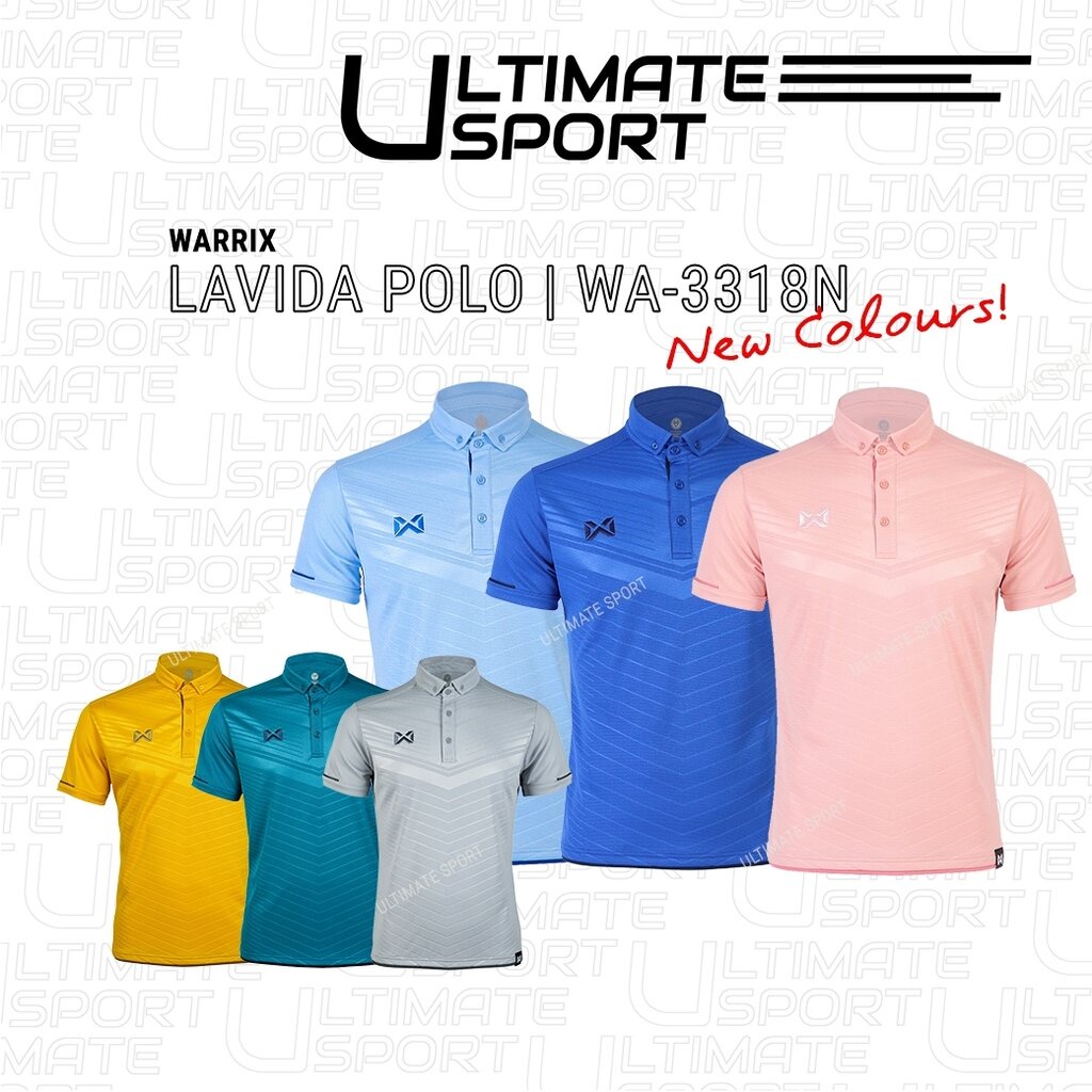 Warrix เสื้อโปโล พิมพ์ลาย วอริกซ์ WA-3318N 3318 LAVIDA สีทอง,คราม,เทา,น้ำเงิน,ฟ้าอ่อน ไม่ต้องรีด