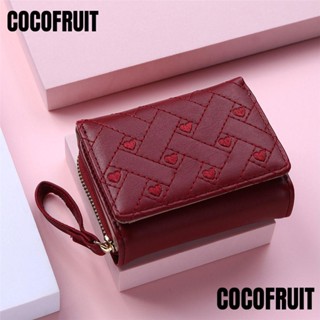 กระเป๋าสตางค์ COCOFRUIT ใบสั้น หนัง PU สีชมพู ใส่บัตรได้ สําหรับสตรี