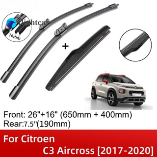 Flightcar ใบปัดน้ําฝน ด้านหน้า และด้านหลัง อุปกรณ์เสริม สําหรับ Citroen C3 Aircross 2017-2020 26 นิ้ว และ 16 นิ้ว และ 7.5 นิ้ว 2017 2018 2019 2020