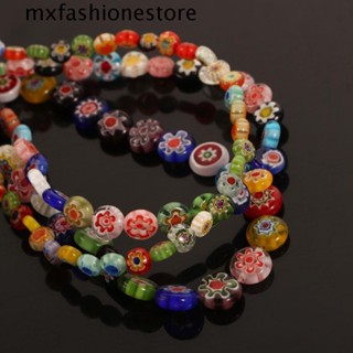 Mxfashione จี้ลูกปัดอะคริลิค ทรงสี่เหลี่ยม ลายดอกไม้ คละสี สําหรับทําสร้อยข้อมือ