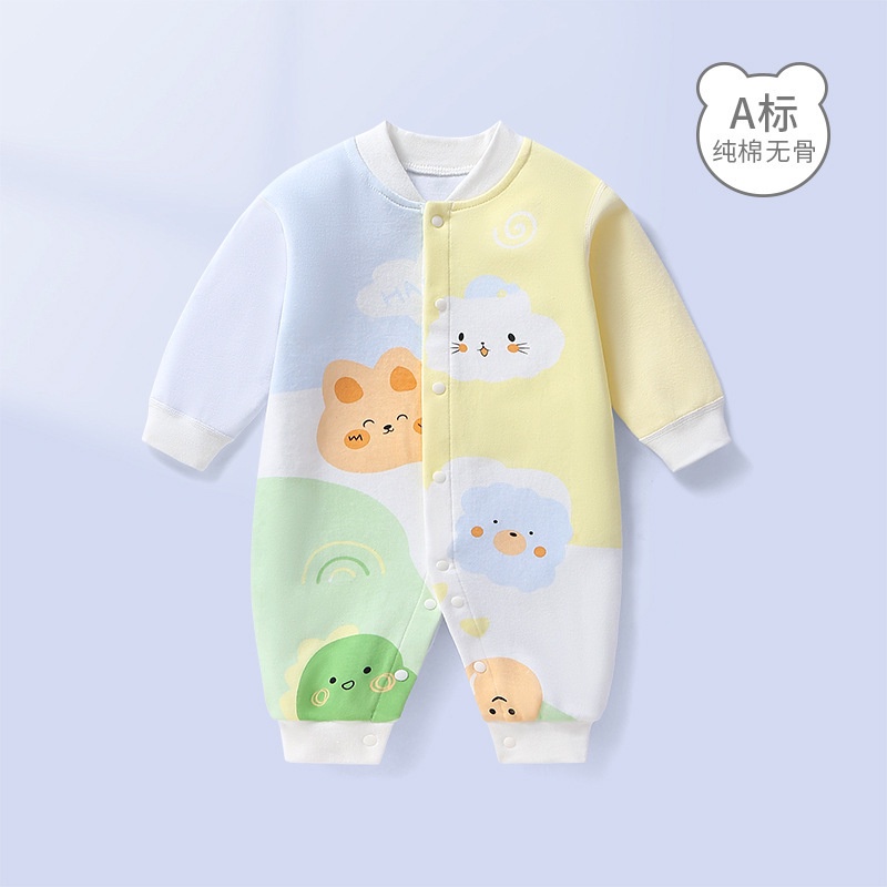 เวอร์ชันเกาหลี เสื้อผ้าเด็กแรกเกิด ชุดรอมเปอร์แขนยาว ผ้าฝ้ายแท้ เหมาะสำหรับฤดูใบไม้ร่วงและฤดูใบไม้ผลิ ราคา ถูกที่สุด ดีลบีเคเค แกลเลอรีภาพที่ 3