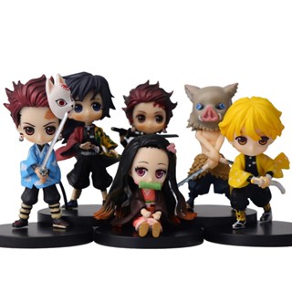 [Tongmeng] ฟิกเกอร์ Demon Slayer Q Version Tanjirou Nezuko Zenitsu Fukuoka Giyuu