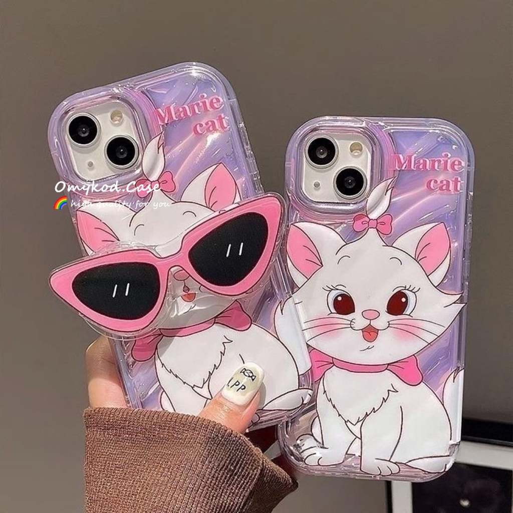 Ready Stock Compatible For iPhone 15 XR 14 13 11 12 Pro Max 8 7 SE 2020 XS Max Beautiful Sunglasses Cat Water Ripple Laser Phone Case Anti Drop Silicone Protective Cover