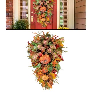 Fall Halloween Teardrop Swag Artificial Fall Autumn Wreaths Thanksgiving Decor