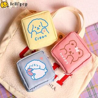 Lollipo1 กระเป๋าเครื่องสําอาง ผ้าวูล หนัง PU ลายการ์ตูน 7 แบบ คุณภาพสูง