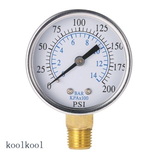 Kool 1 4 NPT เครื่องวัดความดันน้ํามันเชื้อเพลิง 0-200psi 0-14bar ทองเหลือง ขนาดเล็ก