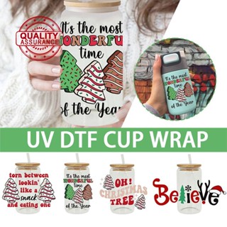 Morningsir UV DTF ถ้วยห่อ DIY การ์ตูนน่ารัก กันน้ํา สติกเกอร์ตกแต่งคริสต์มาส N1Q6