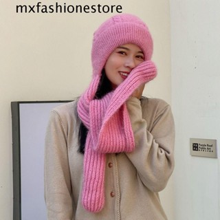 Mxfashione หมวกบีนนี่ ผ้าวูล และผ้ากํามะหยี่ถัก กันลม ให้ความอบอุ่น สีพื้น แบบเรียบง่าย เหมาะกับหน้าหนาว