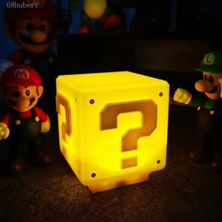 Hubert โคมไฟตั้งโต๊ะ ไฟกลางคืน ลาย Mario Bros Super Brick ชาร์จ USB สําหรับวันเกิด