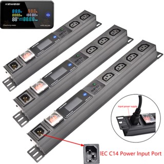 Pdu รางปลั๊กไฟ แอมมิเตอร์ โวลต์มิเตอร์ แบบติดผนัง นําเข้า C14 2-13 ทาง C13 ปลั๊ก UK US C14 สาย 1.5 ม.