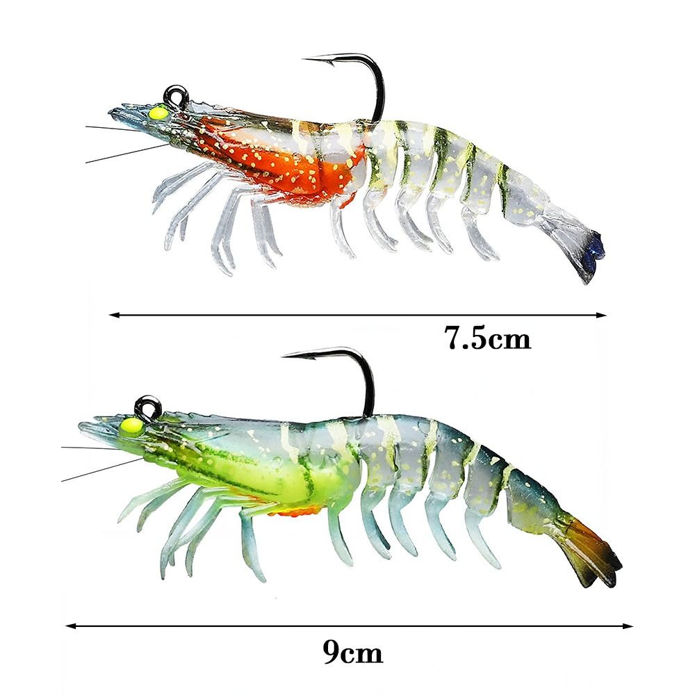 เหยื่อตกปลาซิลิโคน รูปกุ้งปลอม เรืองแสง ขนาด 9 ซม. 11.5 กรัม 7.5 ซม. 8.8 กรัม 1 ชิ้น