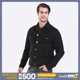 WRANGLER เสื้อแจ๊คเก็ตผู้ชาย คอลเลคชั่น Cowboy Cool ทรง REGULAR รุ่น WR S523MJKTN43 สีดำ แรงเลอร์ เสื้อผ้าผู้ชาย