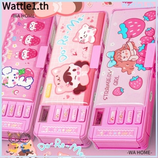 Wttle กล่องดินสอพลาสติก ลายการ์ตูนน่ารัก สีชมพู สําหรับนักเรียน