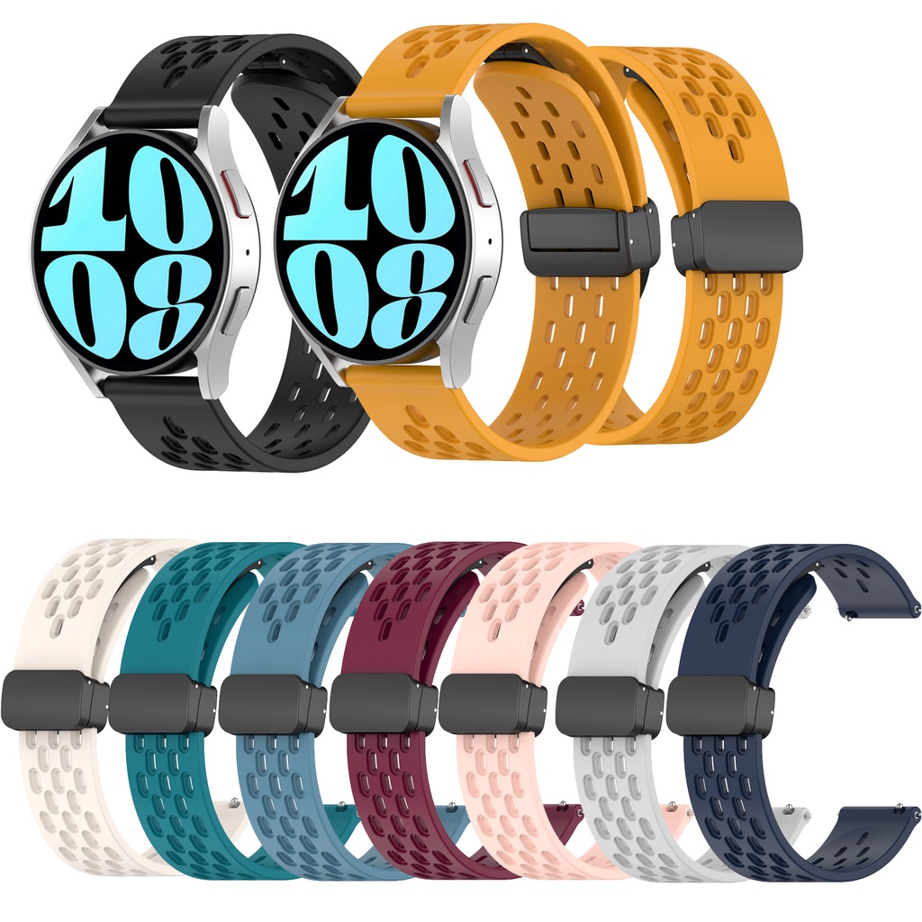 สายนาฬิกาข้อมือ ซิลิโคนนิ่ม แม่เหล็ก 20 มม. สําหรับ Samsung Galaxy Watch 4 5 6 7 44มม 40มม 4 6 Classic 46มม 42มม 43มม 47มม Galaxy Watch 5pro 45มม Galaxy Watch FE.