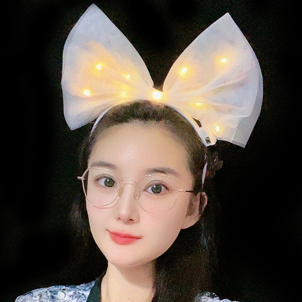 1 ชิ้น วันเกิด งานแต่งงาน เทศกาล เรืองแสง เครื่องแต่งกาย ปาร์ตี้ เรืองแสง ที่คาดผม กลางคืน ชุดแฟนซี LED ที่คาดผม สาว โบว์ใหญ่