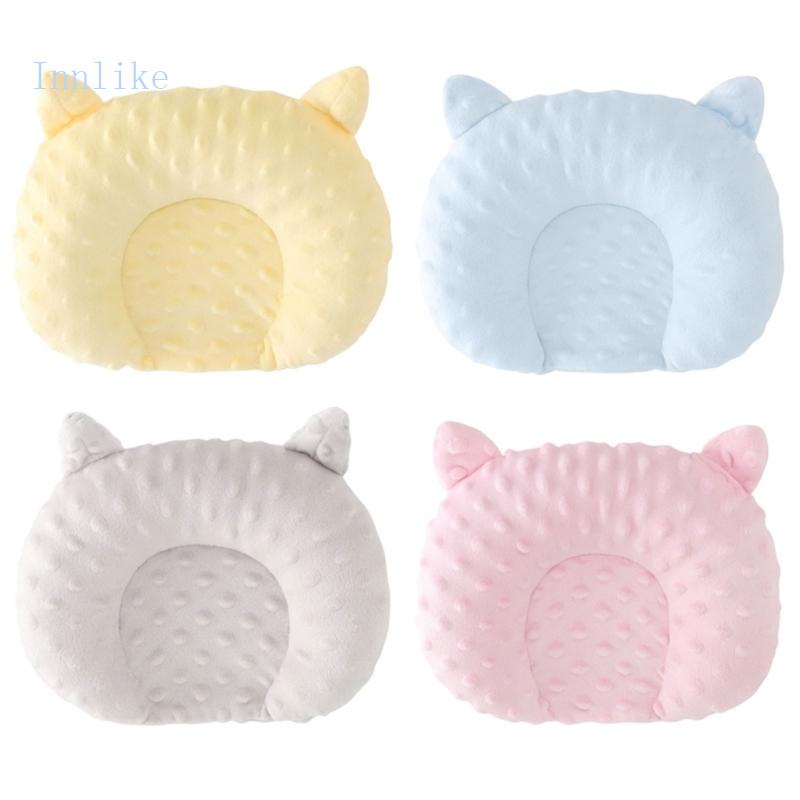Inn หมอนผ้าฝ้ายนุ่ม ระบายอากาศ สีพื้น เรียบง่าย สําหรับเด็กทารกแรกเกิด
