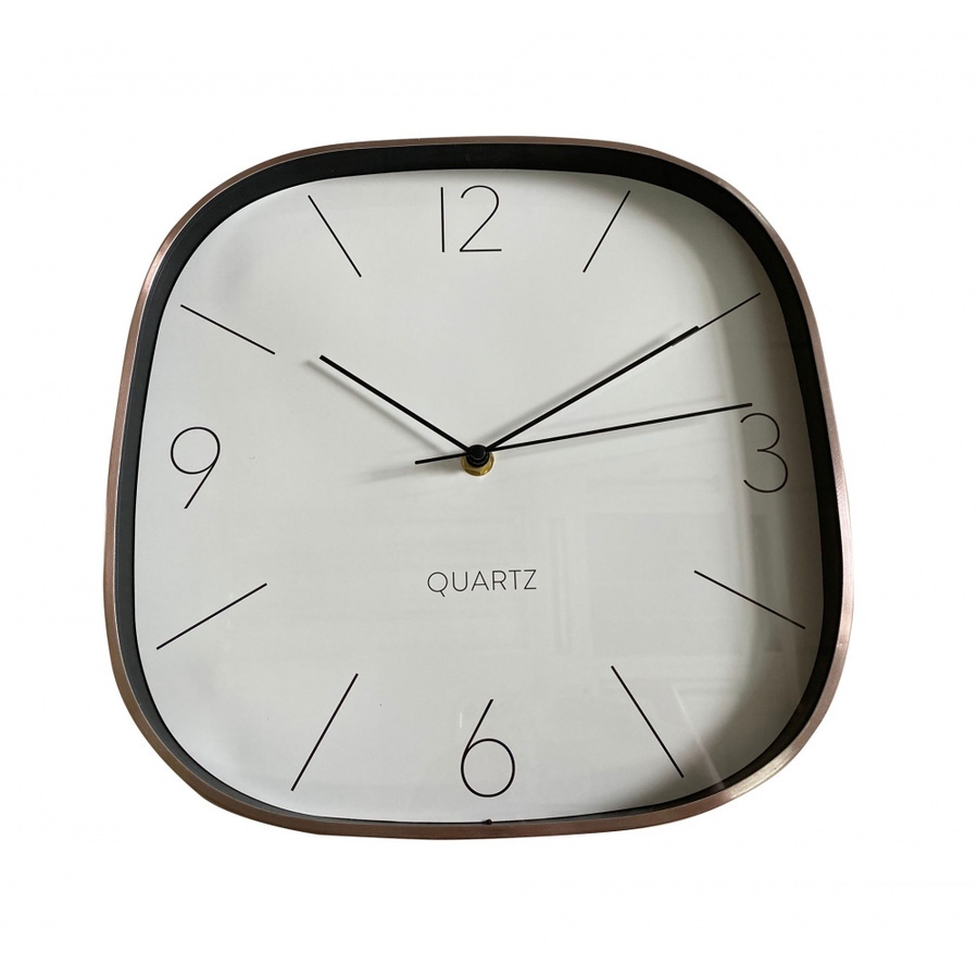 GlobalHouse COZY นาฬิกาแขวนทรงเหลี่ยมอลูมิเนียม รุ่น LUNA ขนาด 29x29x4.3ซม. สีทองแดง สินค้าของแท้คุณ