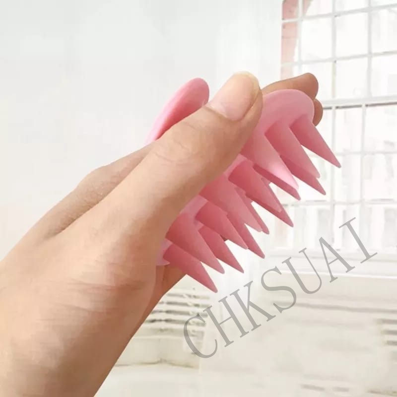 แปรงนวดหนังศีรษะซิลิโคนดูแลสุขภาพกันลื่นพร้อมที่จับแบบยืดหยุ่น - รูปที่ 5