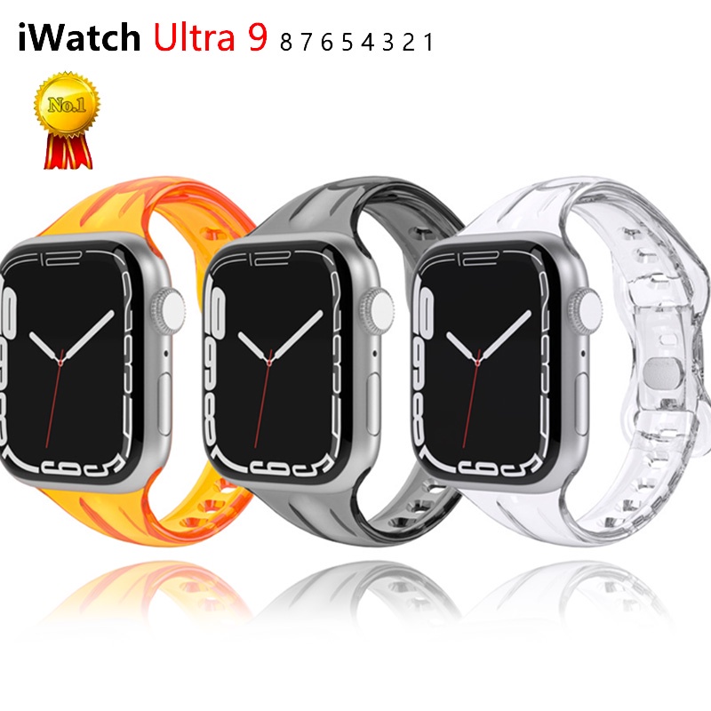 สายนาฬิกาข้อมือซิลิโคนใส แบบนิ่ม สําหรับ Apple Watch 41 มม. 40 มม. 38 มม. 45 มม. 44 iWatch Ultra Ultra2 Series 9 8 7 6 SE 5 4 3 2 1