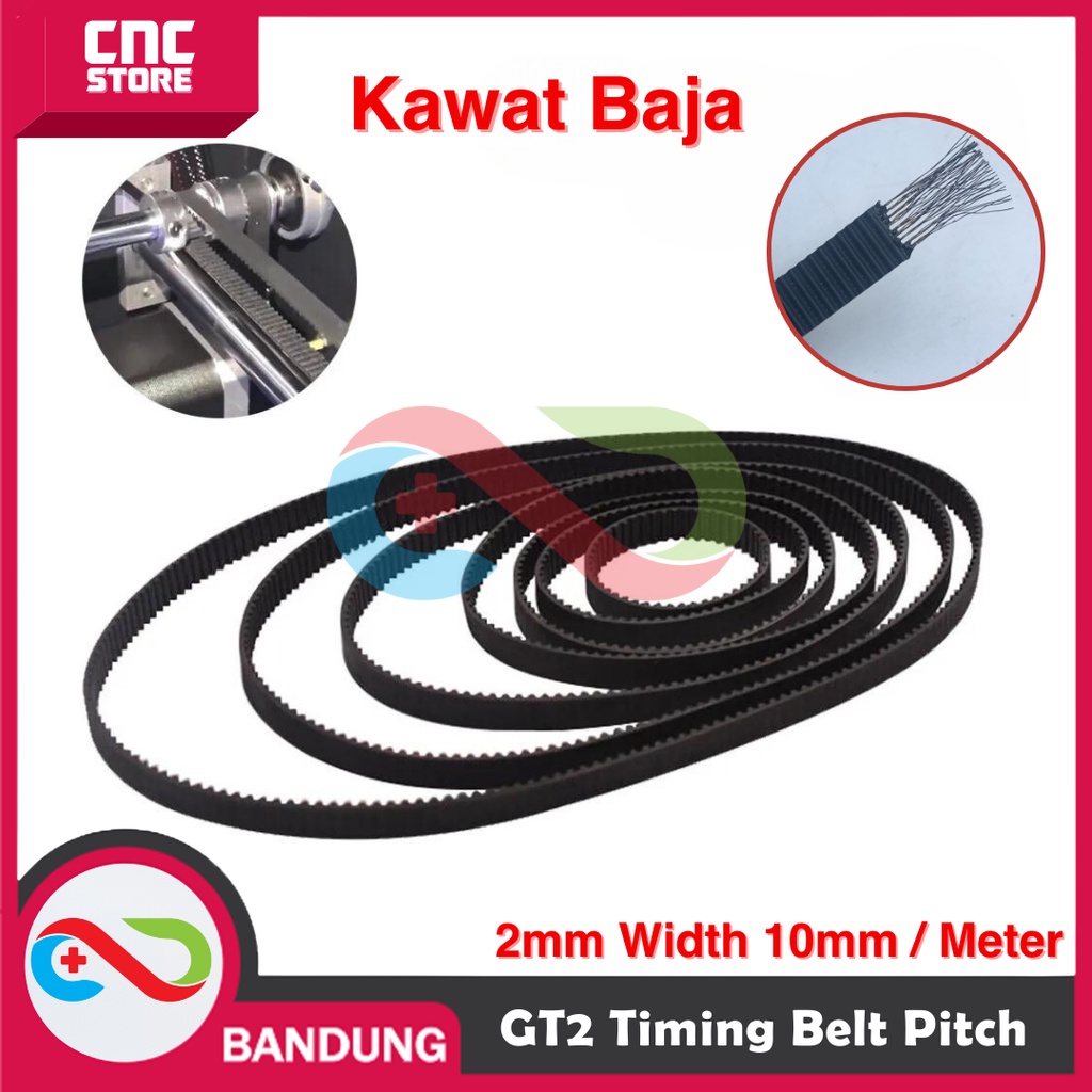 GT2 TIMING BELT PITCH 2MM WIDTH 10MM ต่อเมตร PU เหล็กลวด