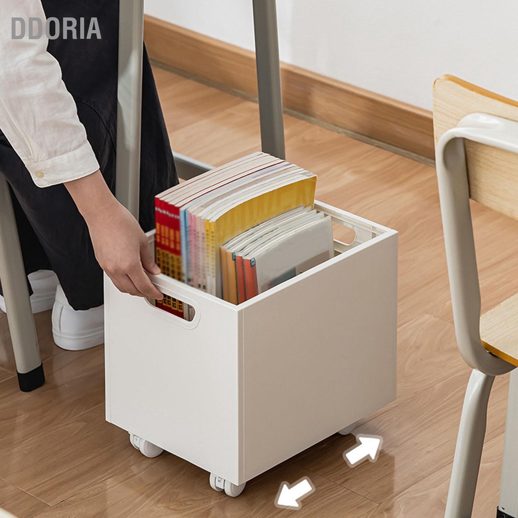 DDORIA กล่องเก็บหนังสือพร้อมที่จับสองด้านวางซ้อนกันได้ 50 กก. แบริ่งรับน้ำหนักอเนกประสงค์ใช้ถังเก็บไฟล์