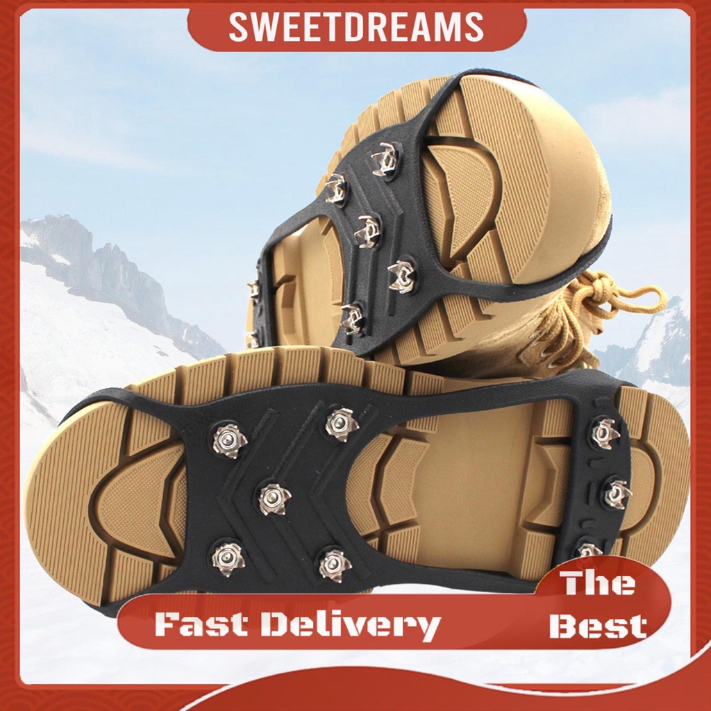【Sweet】คลีทน้ําแข็ง กันลื่น 8 เข็ม สําหรับรองเท้า