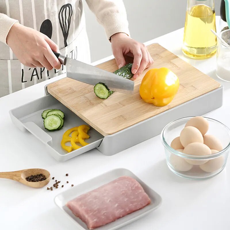 NEW Kitchen Chopping Blocks With Storage Drain Storage Box Detachable Fruit Vegetable Cutting Board 