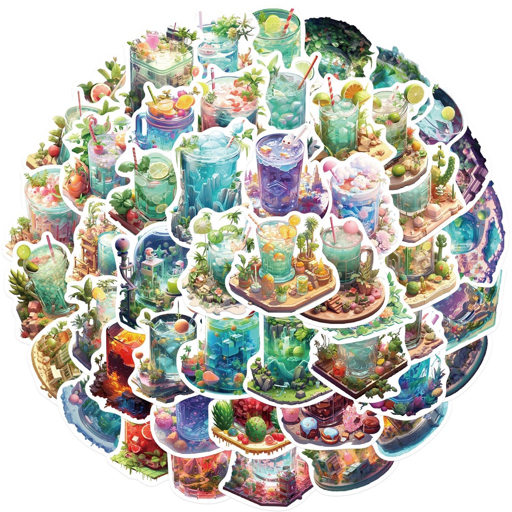 สติกเกอร์ ลายกราฟฟิติ Micro World in The Cups กันน้ํา สําหรับติดตกแต่งหมวกกันน็อค จักรยาน 50 ชิ้น