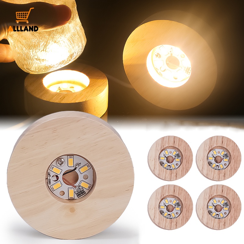 ฐานไฟ LED ไม้ ทรงกลม ขนาด 5-8 ซม. ฐานเรืองแสง คริสตัลบอล พร้อมปลั๊ก USB แฮนด์เมด DIY สําหรับตกแต่ง