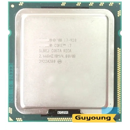 YZX Core I7 920 I7-920 8M โปรเซสเซอร์ 2.66 GHz Quad Core 4.80 GT/s QPI SLBEJ DO LGA1366 เดสก์ท็อป CP