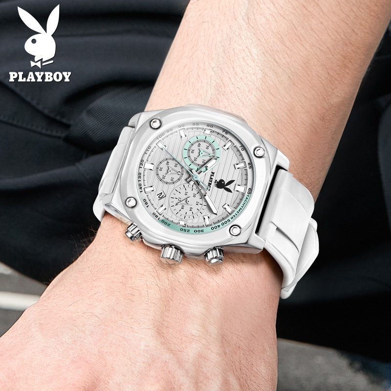 Playboy Brand Watch (ของแท้ + กล่องของแท้) 3060 นาฬิกาข้อมือควอตซ์ กันน้ํา ระดับไฮเอนด์ สําหรับผู้ชาย