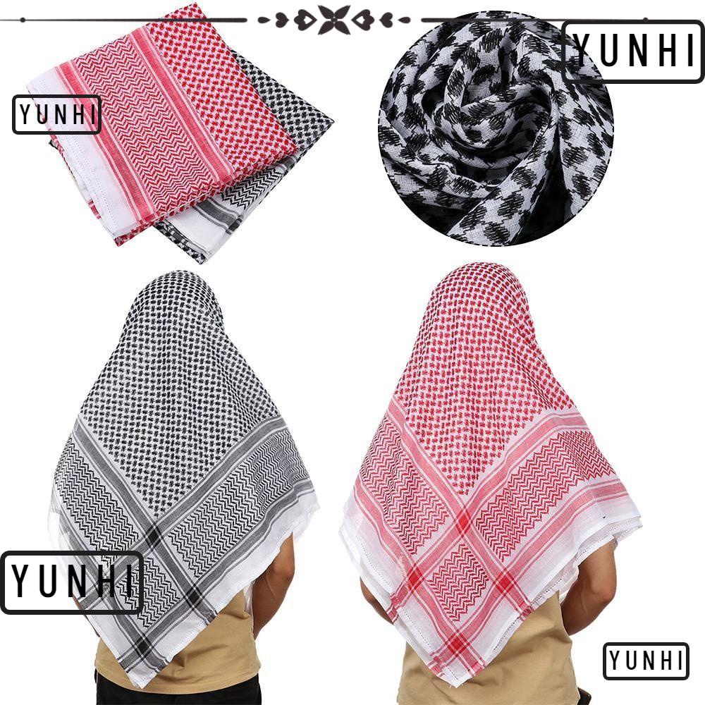 Yunhi ผ้าพันคอ ผ้าโพกหัว ฮิญาบ ผ้าคลุมไหล่ ลายสก๊อต สไตล์อิสลาม อาหรับ คาฟิยะ 1 ชิ้น