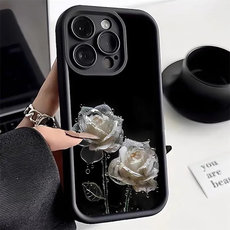 Apple 15/16Promaxเคสโทรศัพท์12/13คริสตัลRose 11/14Promaxนุ่มIPhone7/8PlusชุดXR/Xsหญิง