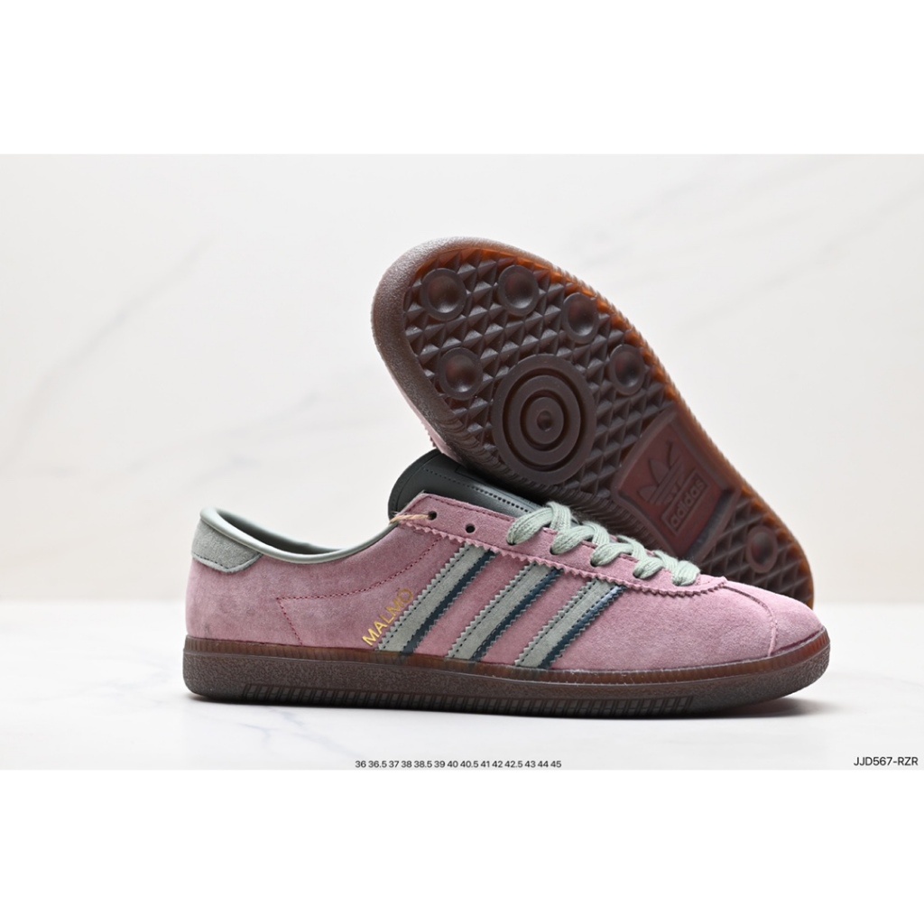 2024 29 90 Adidas Originals Samba Vegan OG”SPD Rose Pink ผู้ชายและผู้หญิงแฟชั่นวินเทจป้องกันการลื่นไถลสวมรองเท้ากีฬาลำลอ