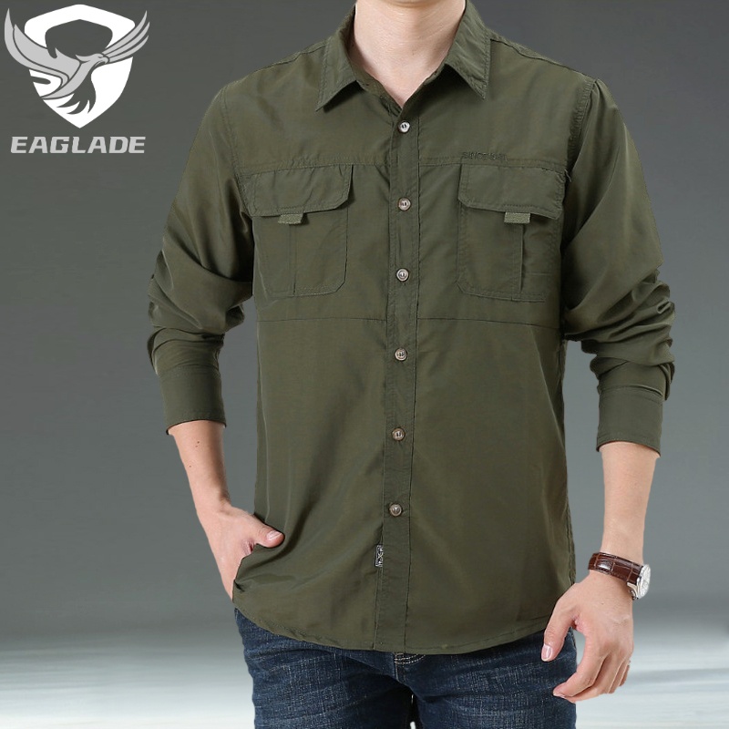 Eaglade เสื้อเชิ้ต แห้งเร็ว สําหรับผู้ชาย 103 นิ้ว สีเขียว