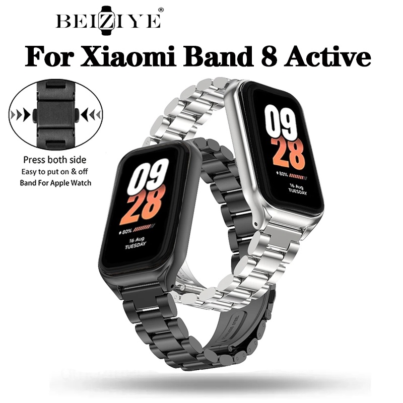 สายนาฬิกาข้อมือสเตนเลส โลหะ แบบเปลี่ยน สําหรับ Xiaomi Mi Band 8 Mi Band8 Active SmartWatch